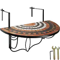 Складаний балконний столик 75 x 65 x 62 см, теракотовий/білий колір