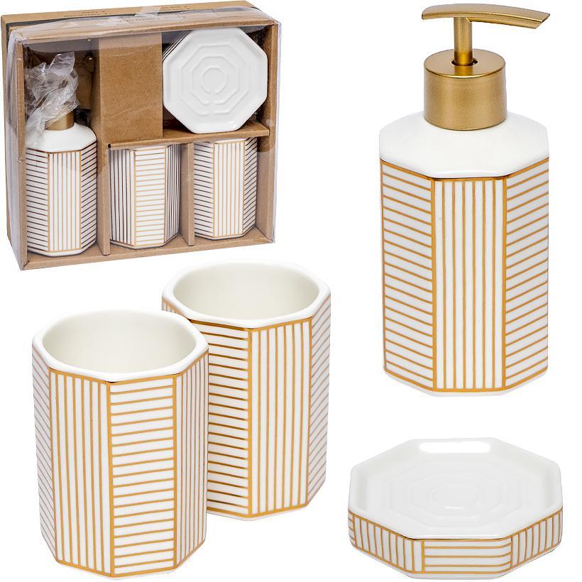 Набір аксесуарів для ванної кімнати 4 предмети, матеріал кераміка, білий, фото 1