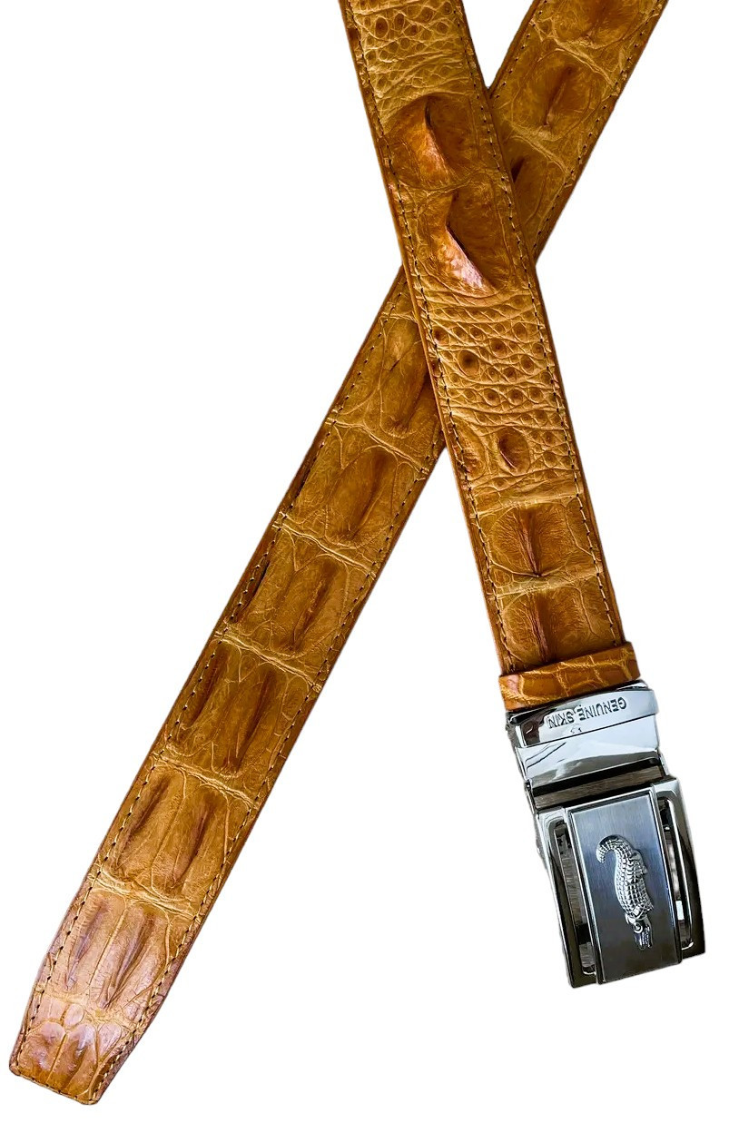 Ремінь зі шкіри крокодила Ekzotic Leather Коньячний (crb05_1)