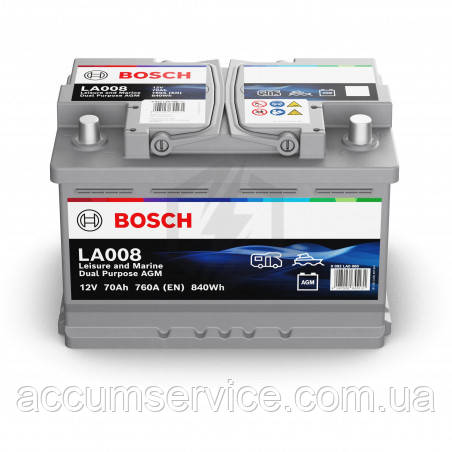 Акумулятор тяговий BOSCH Dual Purpose AGM 0092LA0080 70Аг/760А