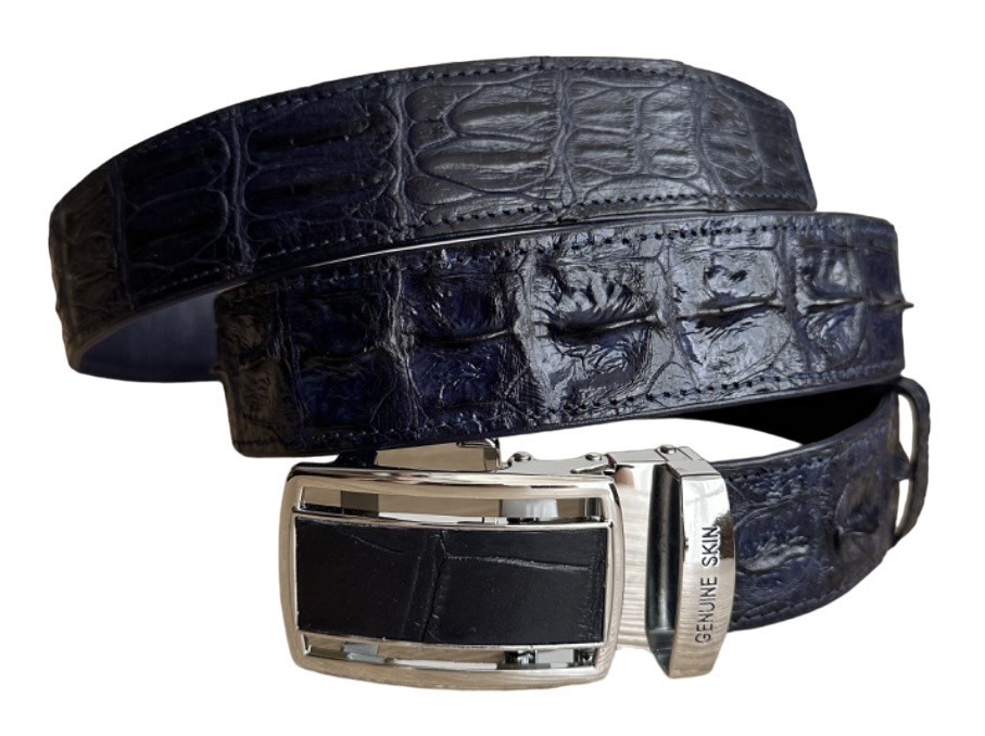 Ремінь чоловічий зі шкіри крокодила Ekzotic Leather 120 см Синій (crb05_3)