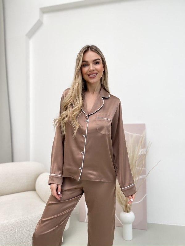 Піжама жіноча з шовку Армані XS Мокко