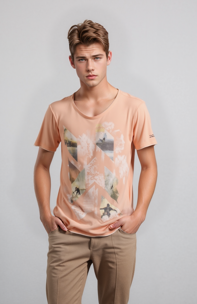 Футболка чоловіча персикова MCL Розміри M/50 XXL/56