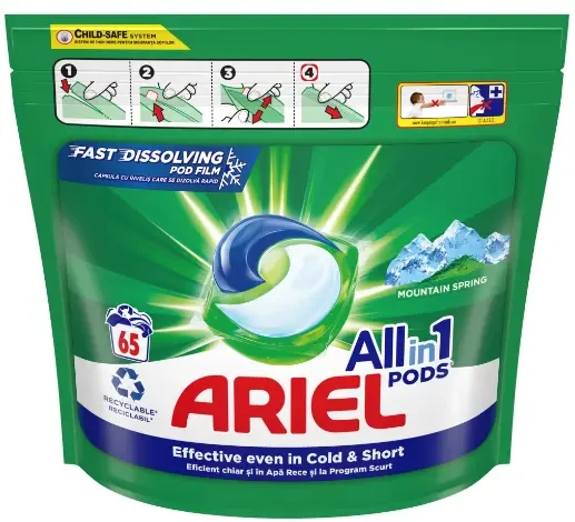 Капсули для прання "Ariel"/All in 1/ Гірська свіжість/65 шт.