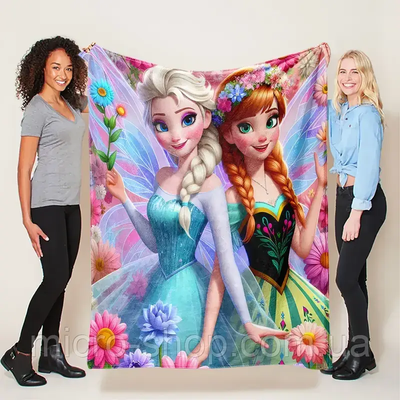 Плюшевий плед ковдра покривало Холодне серце Ельза та Анна Frozen 150х200 см