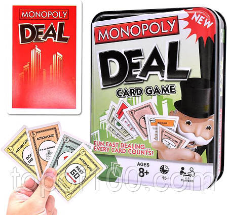 Настільна гра Monopoly Deal (Монополія Угода) Металева коробка! + УКРАЇНСЬКОЮ, фото 1