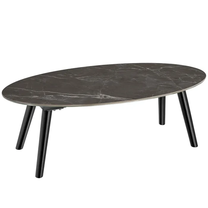 Кавовий столик із мармуровою текстурою Acerra 100 x 50 x 34,5 см, чорний колір