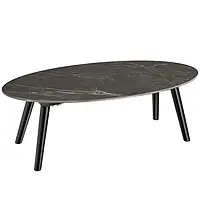 Кавовий столик із мармуровою текстурою Acerra 100 x 50 x 34,5 см, чорний колір