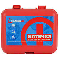 Аптечка автомобильная Poputchik 02-001-П медицинская для экстренной помощи в авто пластиковый футляр наб KVI_12