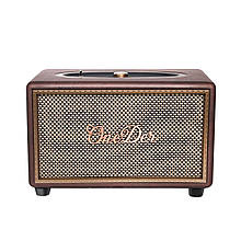 Портативна Bluetooth колонка ретро стиль OneDer D6, BT/TF/USB/AUX 40 Вт, коричнева