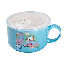 Миска для локшини керамічна 770 мл із герметичною кришкою, блакитна HP-15-15