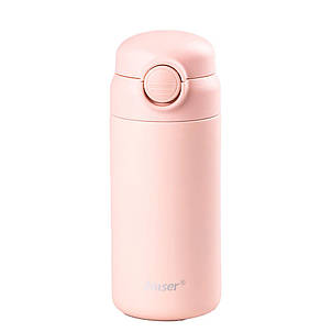 Термос Happy Life YLS80158P Raiser 280мл, з кришкою фліп топ на кнопці, рожевий, фото 1