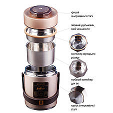 Термос для їжі King Boss 1,5л з двома контейнерами з нержавіючої сталі, золото, фото 3