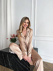 Піжама жіноча з шовку Армані XS Бежевий темний, фото 3