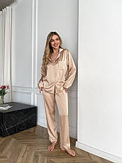 Піжама жіноча з шовку Армані XS Бежевий темний, фото 5