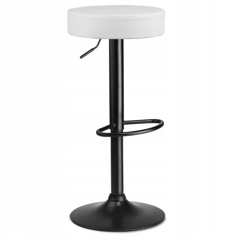 Барний табурет PORTO сидіння зі шкірозамінника, що крутиться з підніжкою, з регулюванням висоти 64-86 см, білий, фото 1
