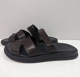 STTOPA Розміри 40-45. Шльопанці великих розмірів шкіряні. 438-4045 Чорний Сатин