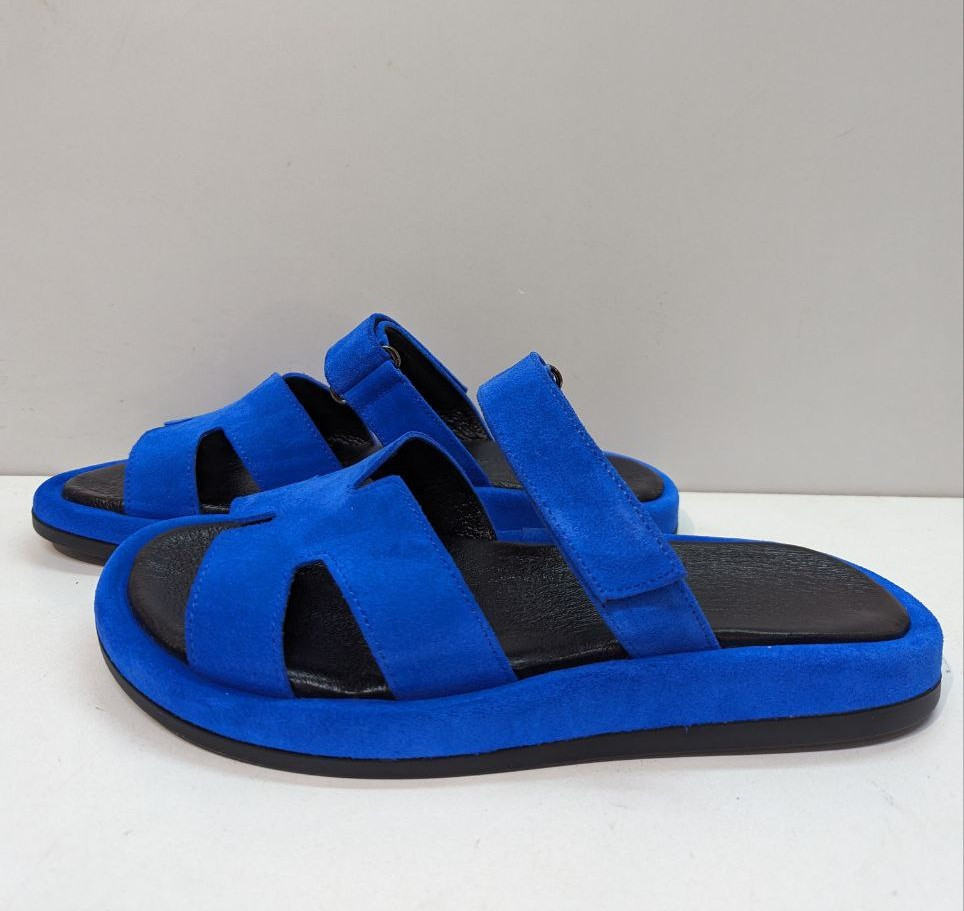 STTOPA Розміри 43,44. Шльопанці великих розмірів шкіряні. 438-4045-1 Сині, фото 1