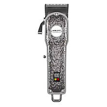 Машинка для стрижки акумуляторна Sokany SK-LF-9976, LED-дисплеєм, 4 насадки, срібло