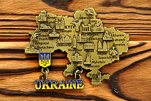 Сувенірний магніт на холодильник "Україна", метал (9 х 7 см)