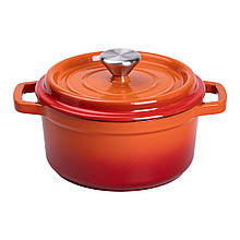 Кокотниця чавунна Yongkang HP-1-2O, з емальованим покриттям, 2 л, Ø20см, помаранчевий