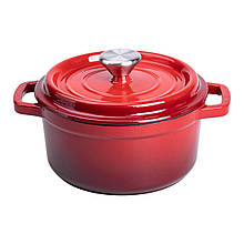 Кокотниця чавунна Yongkang HP-1-2R з емальованим покриттям 2 л,  Ø20см, червоний