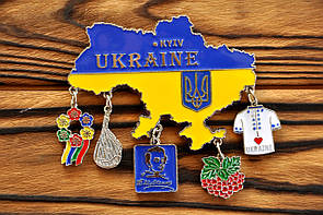 Сувенірний магніт на холодильник "Україна", метал (9 х 7 см)