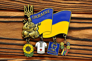 Сувенірний магніт на холодильник "Україна", метал (9 х 7 см)