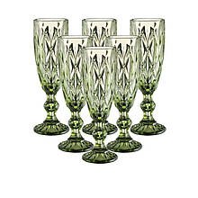 Набір келихів для шампанського 6 штук по 180 мл Зелений HP036GR