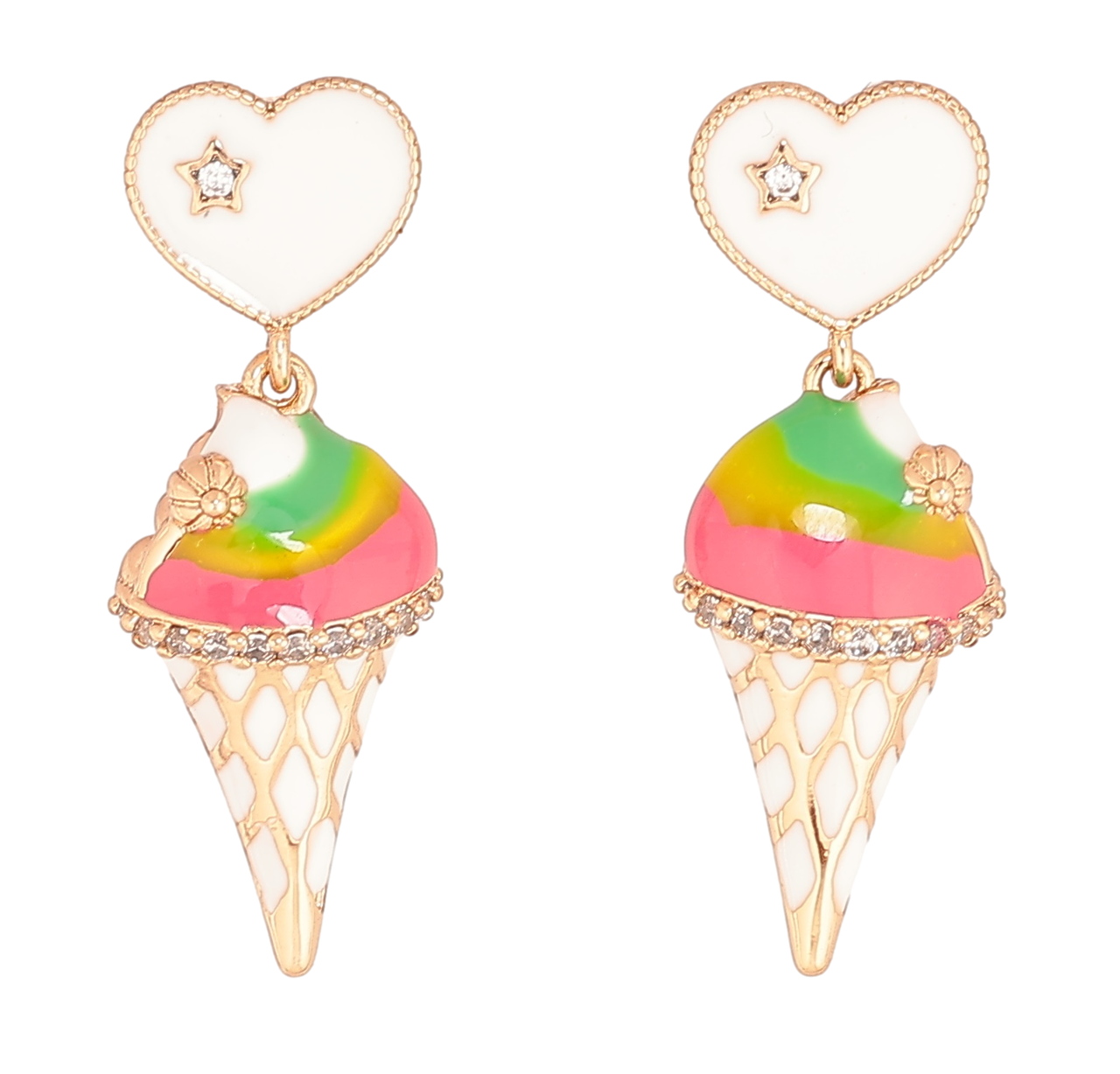 Сережки Xuping Позолота 18K пусети «Сердечка з морозивом»