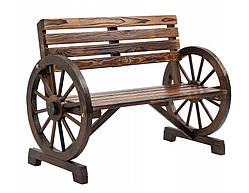 Садова лавка на колесах, декоративна дерев'яна, зі спинкою