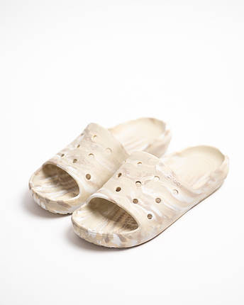 Чоловічі шльопанці Crocs Classic Marbled Slide 211211-2Y3 Bone Multi бежеві, фото 1