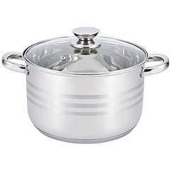 Каструля UNIQUE з кришкою 7,0л з нержавіючої сталі термостійке скло