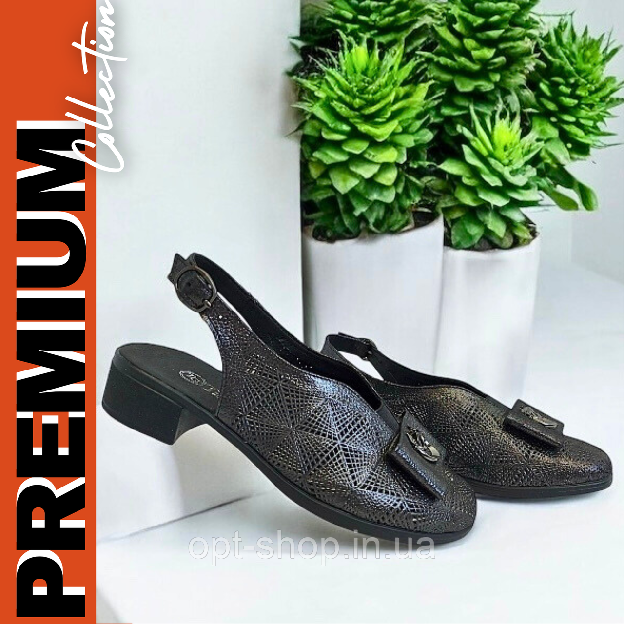 Босоніжки жіночі шкіряні на низькому стійкому підборі 36-41 розмір від виробника, фото 1