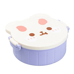 Дитячий ланч бокс на три секції 950 мл пластиковий з вилкою та ложкою "Ведмедик" Фіолетовий HP12270V, фото 2