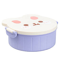 Дитячий ланч бокс на три секції 950 мл пластиковий з вилкою та ложкою "Ведмедик" Фіолетовий HP12270V, фото 3