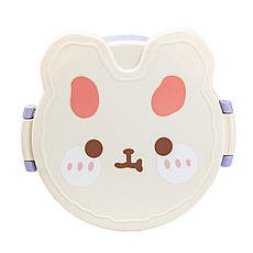 Дитячий ланч бокс на три секції 950 мл пластиковий з вилкою та ложкою "Ведмедик" Фіолетовий HP12270V, фото 4