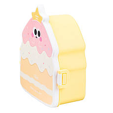 Дитячий ланч бокс на дві секції 950 мл пластиковий з вилкою та ложкою "Тістечко" Жовтий HP12271Y, фото 3