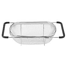 Друшляк сито на раковину для миття овочів та фруктів 29х19х10 см з нержавіючої сталі HP-19-18-S