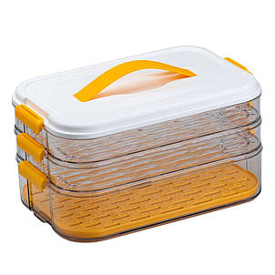 Контейнер для заморожування та зберігання продуктів 3-ярусний у холодильнику 16.5 см Помаранчевий HP50657, фото 2