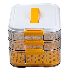 Контейнер для заморожування та зберігання продуктів 3-ярусний у холодильнику 16.5 см Помаранчевий HP50657, фото 3