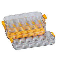 Контейнер для заморожування та зберігання продуктів 3-ярусний у холодильнику 16.5 см Помаранчевий HP50657, фото 4