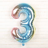 Кулька цифра 3 фольгована 32 дюйма різнобарвний, фото 2