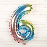 Кулька цифра 6 фольгована 32 дюйма різнобарвний, фото 2