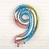 Кулька цифра 9 фольгована 32 дюйма різнобарвний, фото 2