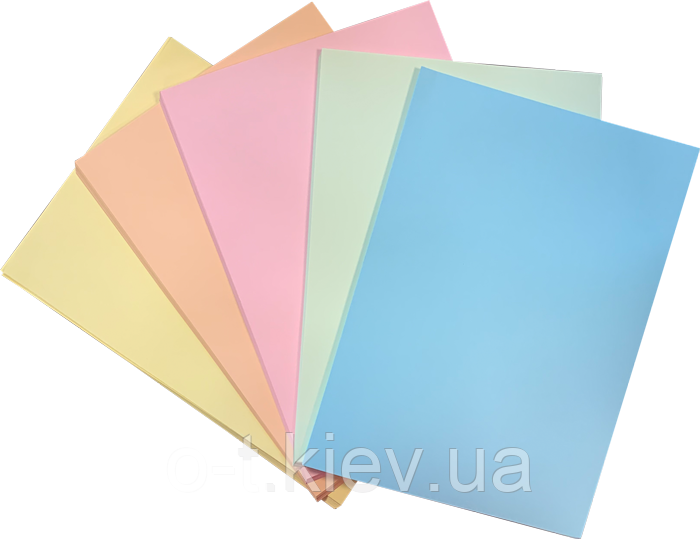 Набір кольорового паперу PASTEL, 5 кольорів, 250 арк., А4, 80 г/м²