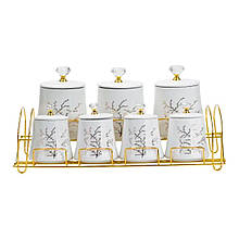 Набір для спецій 4 шт по 250 мл і 3 шт по 550 мл на металевій підставці HP1216