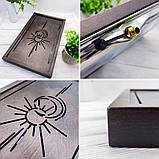 Велика дерев'яна чабань «Сонце і місяць» Шоколад (54 × 31,5 см), фото 2