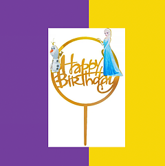 Топер пластиковий "Happy Birthday" крижане серце