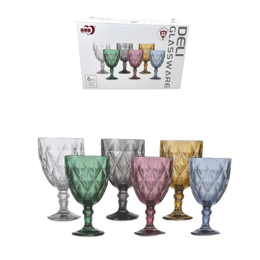 Набір келихів для вина "Палаццо колір мікс" 340 мл 6 шт Helios 6248, фото 1